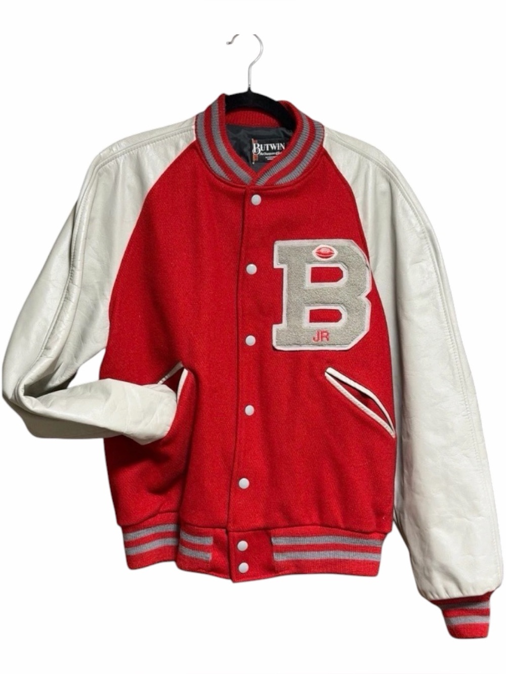 VTG Butwin Wool Leather Varsity Jacket Red Letterman Bomber USA‎ Retro Classic